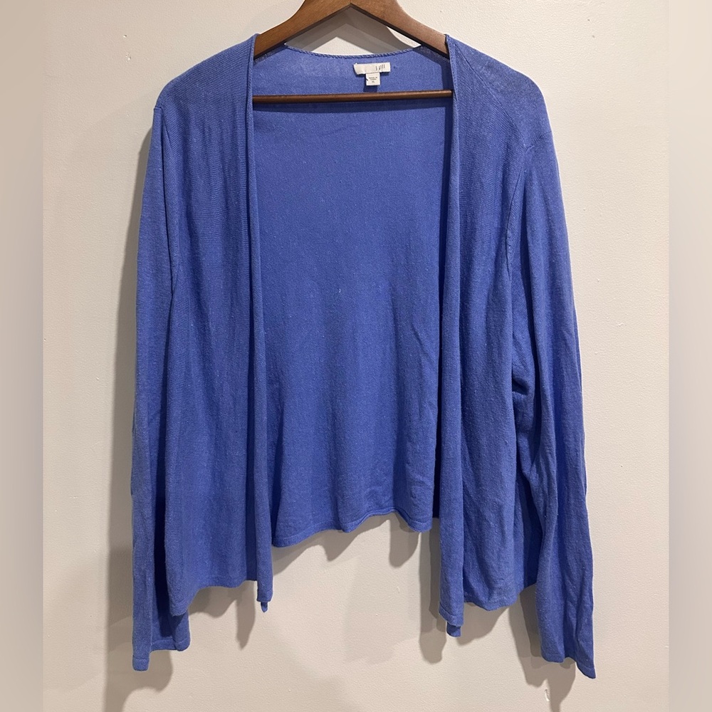 J. JILL Blue Linen Blend Open Front Cardigan